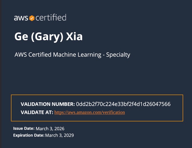 AWS ML Specialty Certificate