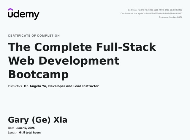 Full Stack Developer Certificate